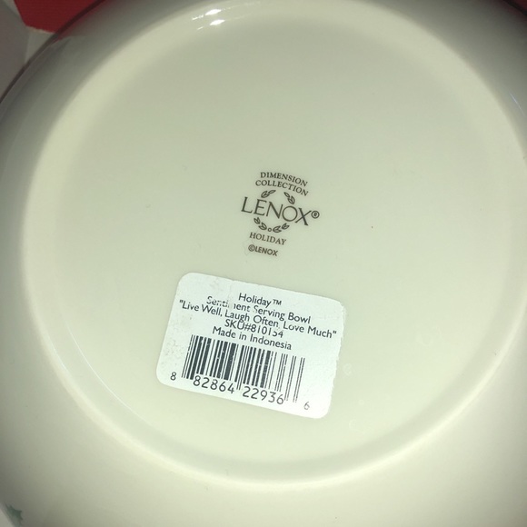 Brand New in Box LENOX Holiday Sentiment Serving Bowl Christmas Holly Dinner - Picture 7 of 10